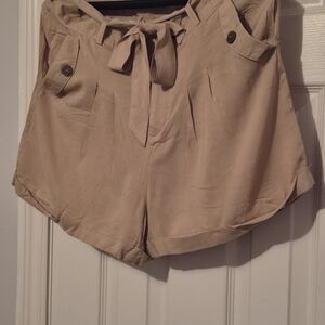 Ardene Beige Tie-Waist Bermuda Shorts